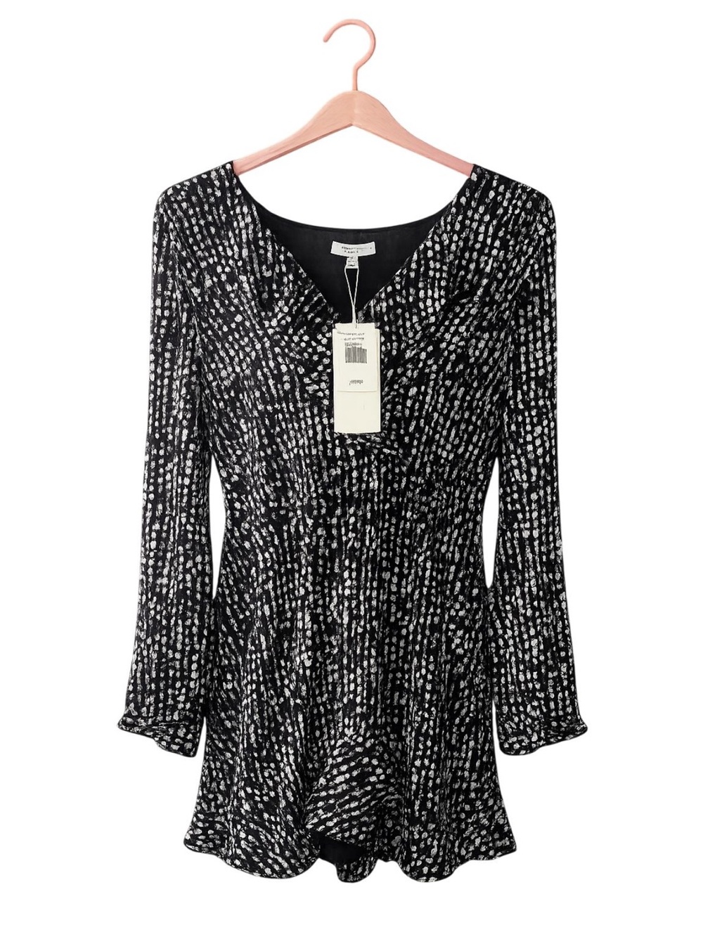 Lucy Paris Black and White Printed Long-Sleeve Mini Dress